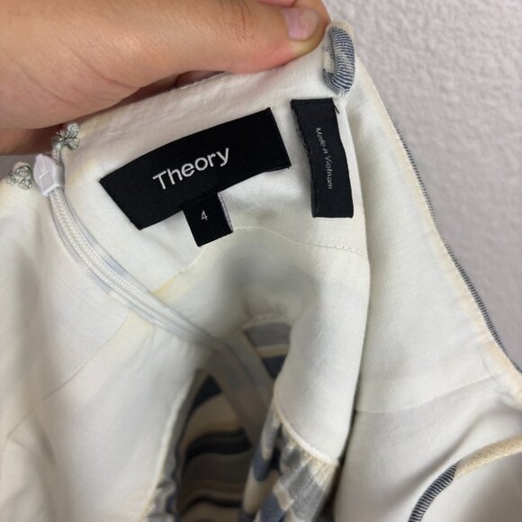 Theory Womens Blue White Melaena Haviana Striped Classic Mini Sundress Size 4 - Picture 5 of 7